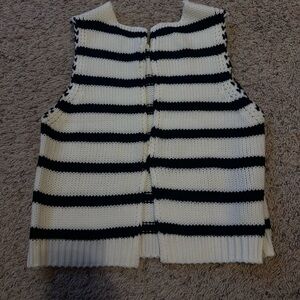 Striped Black and White Women's Sweater Vest
